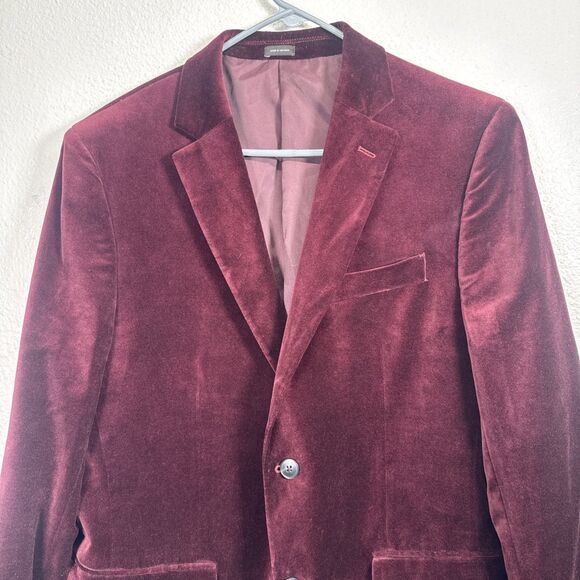 J. Ferrar Evening Ed. Merlot Velvet Men's Blazer Jacket Slim Fit 42R Burgundy - Picture 2 of 16